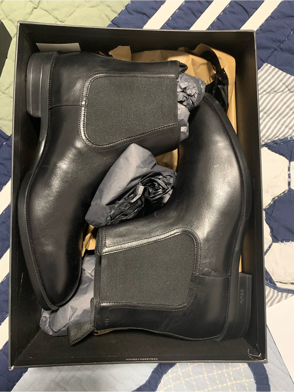 Boss Black Leather Chukka Boots with Elastic Gussets